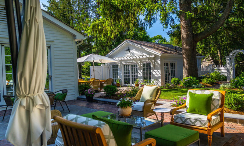 Backyard finished patio with furniture